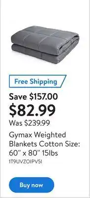 Walmart Gymax weighted blankets cotton size: 60'' x 80'' 15lbs offer