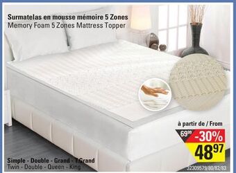 Sushi Shop Memory foam 5 zones mattress topper offer