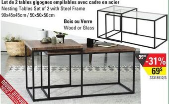 Sushi Shop Nesting tables set of 2 with steel frame offer