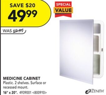 Lowe's Zenith medicine cabinet 16" x 20" offer