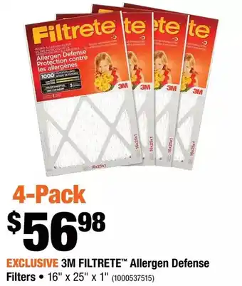 Home Depot 3m filtrete allergen defense filters offer