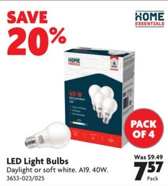 Home Hardware Led light bulbs offer