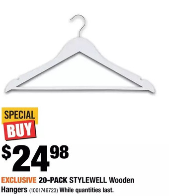 Home Depot 20-pack stylewell wooden hangers offer
