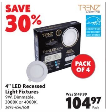 Home Hardware 4" led recessed light fixtures offer