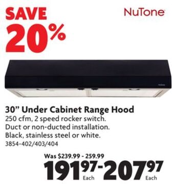 Home Hardware 30" under cabinet range hood offer