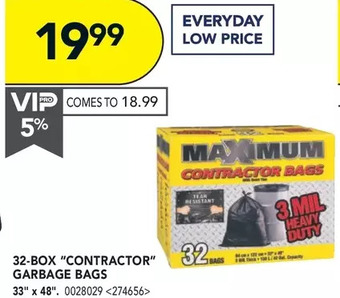 RONA 32-box "contractor" garbage bags offer