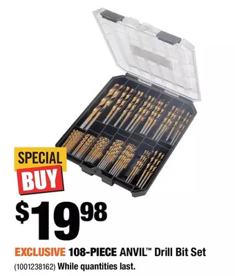 Home Depot 108-piece anvil drill bit set offer