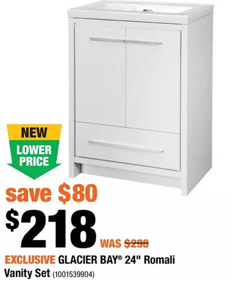 Home Depot Glacier bay 24" romali vanity set offer