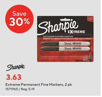 Staples Sharpie extreme permanent fine markers offer
