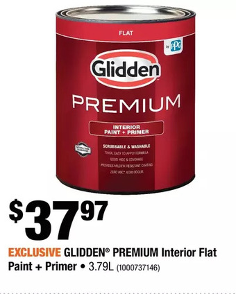 Home Depot Glidden premium interior flat paint + primer offer