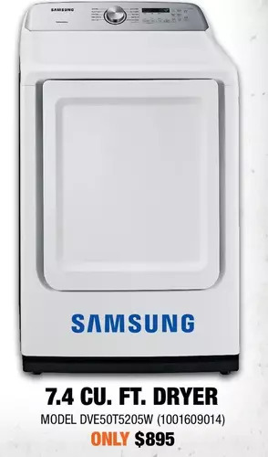 Home Depot Samsung 7.4 cu. ft. dryer offer