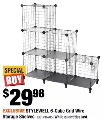 Home Depot Stylewell 6-cube grid wire storage shelves offer