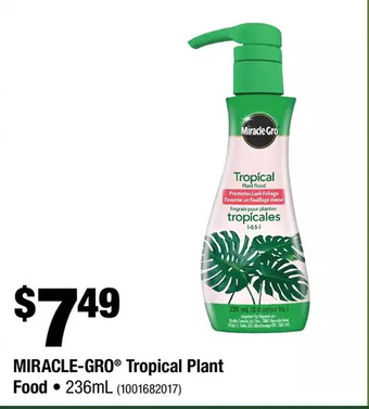 Home Depot Miracle-gro tropical plant food offer