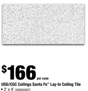 Home Depot Usg/cgc ceilings santa fe lay-in ceiling tile offer