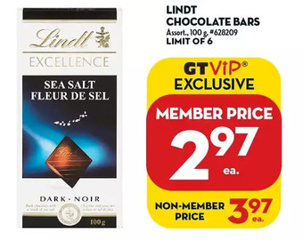 Giant Tiger Lindt chocolate bars offer
