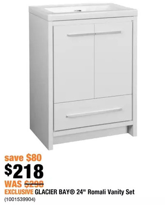 Home Depot Glacier bay 24" romali vanity set offer