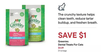 Petvalu Greenies dental treats for cats offer