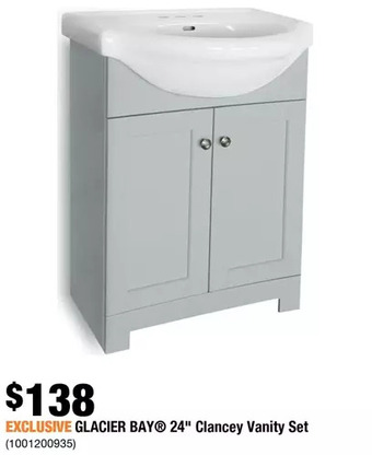 Home Depot Glacier bay 24" clancey vanity set offer