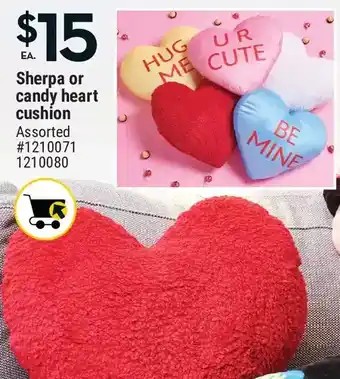 Giant Tiger Sherpa or candy heart cushion offer