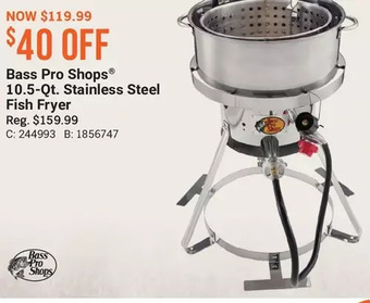 Cabela's Bass pro shops 10.5-qt. stainless steel fish fryer offer