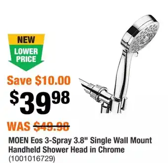 Home Depot Moen eos 3-spray 3.8" single wall mount handheld shower head in chrome offer