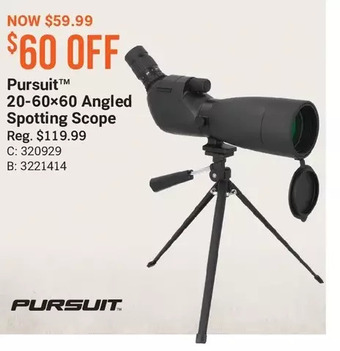 Cabela's Pursuit 20-60x60 angled spotting scope offer
