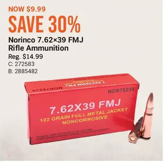Cabela's Norinco 7.62x39 fmj rifle ammunition offer