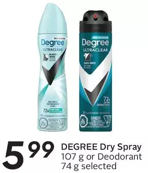 Sobeys Degree dry spray or deodorant offer