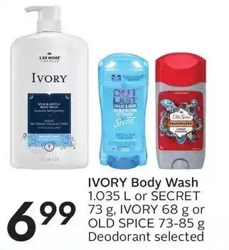Sobeys Ivory body wash or secret, ivory or old spice deodorant offer
