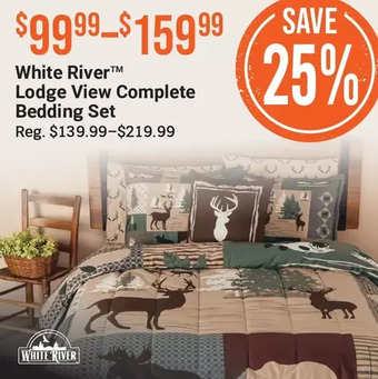 Cabela's White river lodge view complete bedding set offer