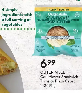Sobeys Outer aisle cauliflower sandwich thins or pizza crust offer
