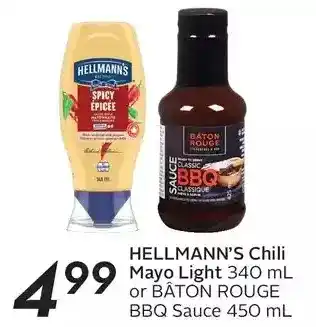 Sobeys Hellmann's chili mayo light or baton rouge bbq sauce offer