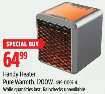 Canadian Tire Handy heater pure warmth, 1200w offer