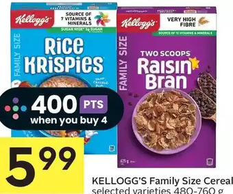 Foodland Kellogg's family size cereal offer