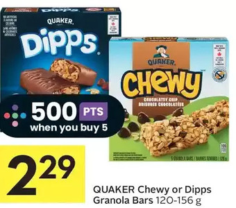 Foodland Quaker chewy or dipps granola bars offer
