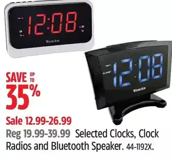 Canadian Tire Westclox clocks, clock radios and bluetooth speaker offer
