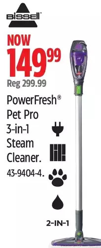 Canadian Tire Bissell powerfresh pet pro 3-in-1 steam cleaner offer
