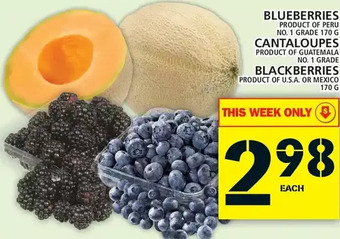 Food Basics Blueberries, cantaloupes, blackberries offer
