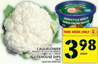 Food Basics Cauliflower, litehouse dips offer