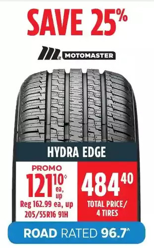 Canadian Tire Motomaster hydra edge tires offer