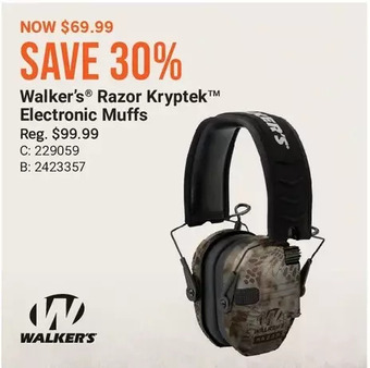 Bass Pro Walker's razor kryptek electronic muffs offer