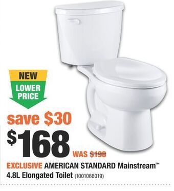 Home Depot American standard mainstream™ 4.8l elongated toilet offer