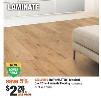 Home Depot Trafficmaster™ riverbed oak 12mm laminate flooring offer