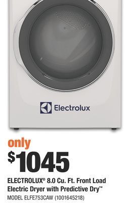 Home Depot Electrolux® 8.0 cu. ft. front load electric dryer with predictive dry™ offer