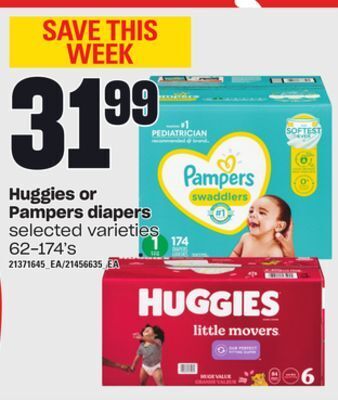 Zehrs Markets Huggies or pampers diapers, 62-174's offer