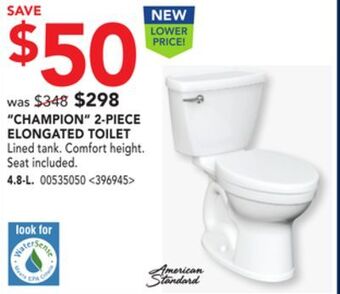 RONA American standard "champion" 2-piece elongated toilet offer