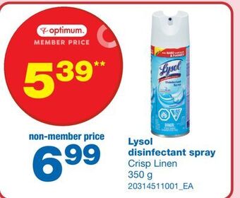 Wholesale Club Lysol disinfectant spray, 350 g offer