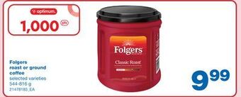 Wholesale Club Folgers roast or ground coffee, 544-816 g offer