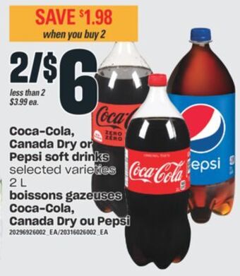 Valu-mart Boissons gazeuses coca-cola, canada dry ou pepsi, 2 l offer