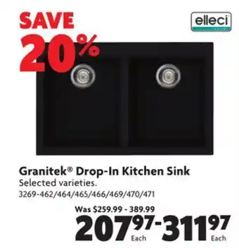 Home Hardware Granitek® drop-in kitchen sink offer